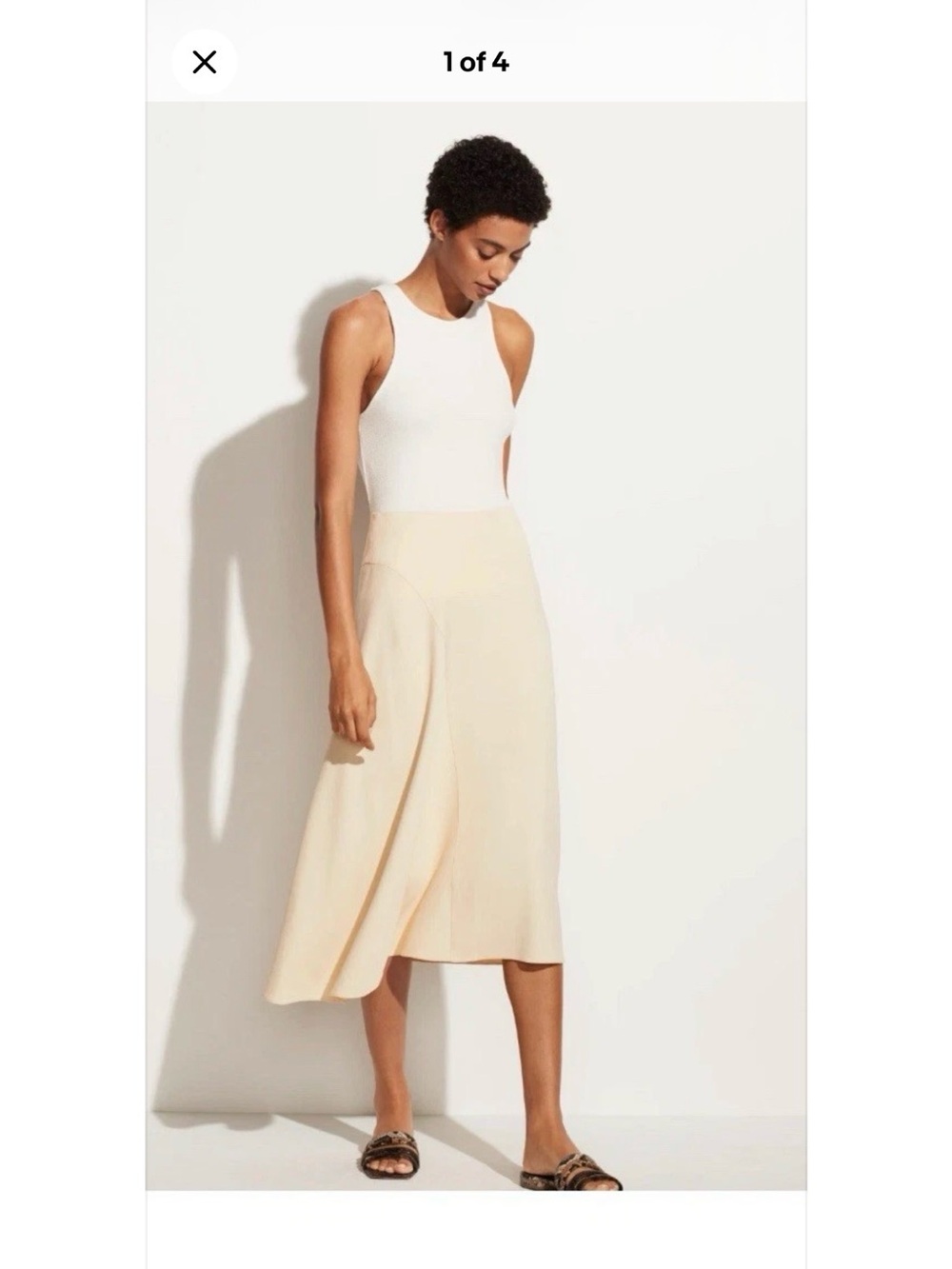 Cream A-Line Midi Skirt